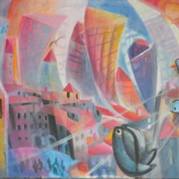 Pintura intitulada "tensione urbana" por Maurizio Aprea, Obras de arte originais, Acrílico