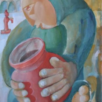 Peinture intitulée "Donna con Vaso" par Maurizio Aprea, Œuvre d'art originale