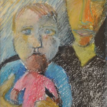 Pintura titulada "madre-figlia-bambol…" por Maurizio Aprea, Obra de arte original, Pastel