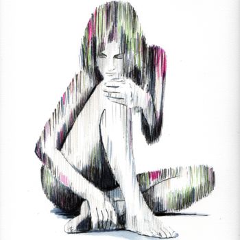 Dessin intitulée "Gladiolus" par Maurizio Puglisi, Œuvre d'art originale, Stylo gel