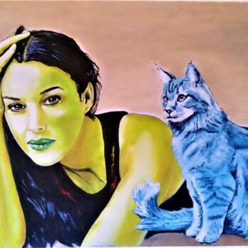 Pittura intitolato "La gatta" da Mauro Ravera, Opera d'arte originale, Olio