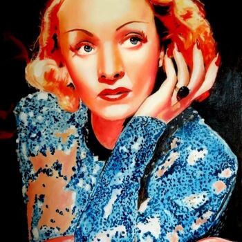 Pittura intitolato "Marlene Dietrich" da Mauro Ravera, Opera d'arte originale, Olio