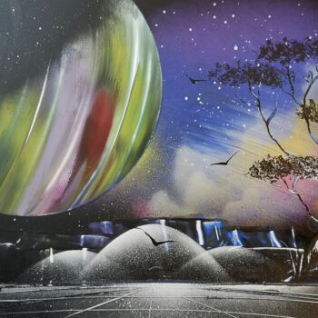 Peinture intitulée "The Big Planet" par Mauro Sposito, Œuvre d'art originale, Bombe aérosol