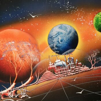 Peinture intitulée "Base spaziale" par Mauro Sposito, Œuvre d'art originale, Bombe aérosol