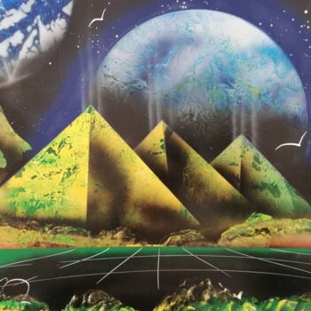 Pittura intitolato "Piramidi verdi" da Mauro Sposito, Opera d'arte originale, Spray