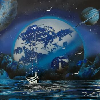 Pittura intitolato "Mondo blu" da Mauro Sposito, Opera d'arte originale, Spray
