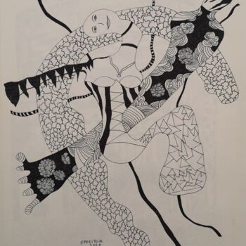 Disegno intitolato "Gioire" da Mauro Sposito, Opera d'arte originale, Penna gel