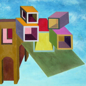 Malarstwo zatytułowany „Cubi sospesi” autorstwa Mauro Trentini, Oryginalna praca, Olej