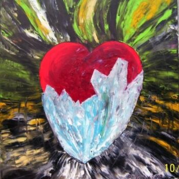 Pittura intitolato "Mezzo cuore di ghia…" da Mauro Trentini, Opera d'arte originale, Olio