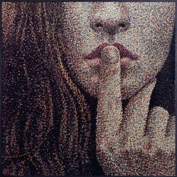 Pintura titulada "Dedo na boca." por Mauro Soares, Obra de arte original, Oleo