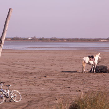 Fotografia zatytułowany „cheval et vélos” autorstwa Martine Maury, Oryginalna praca, Fotografia nie manipulowana