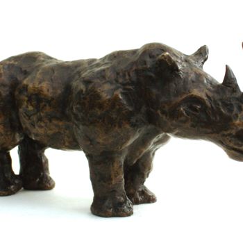 Sculpture intitulée "Rhinocéros" par Mauvisseau-Bordin, Œuvre d'art originale, Bronze