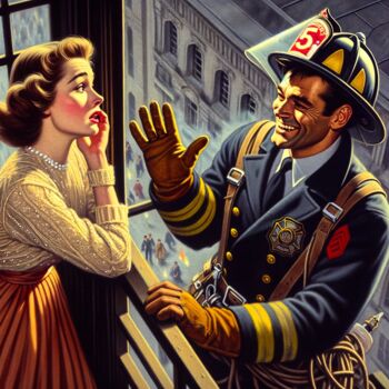 Digital Arts titled "Firefighter" by Mavic, Original Artwork, AI generated image