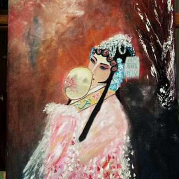 Painting titled "beijing peking opera" by Mavis Akimoto, Original Artwork, Oil