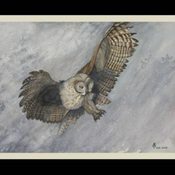 Malerei mit dem Titel "Boreal Owl" von Margaret Voss, Original-Kunstwerk