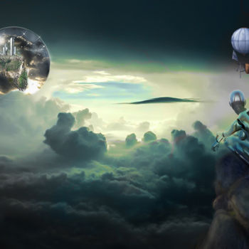 Digital Arts titled "City in the sky" by Ricou, Original Artwork, Photo Montage