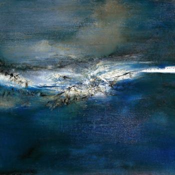 Painting titled "mer" by Marie-France Chevalier, Original Artwork, Oil