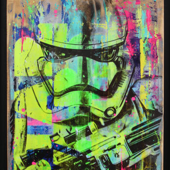 Painting titled "stormtrooper 2023" by Max Andriot, Original Artwork, Acrylic Mounted on Wood Stretcher frame