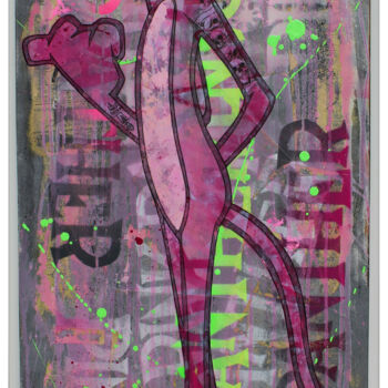 Pintura intitulada "mr pink #1" por Max Andriot, Obras de arte originais, Acrílico Montado em Armação em madeira