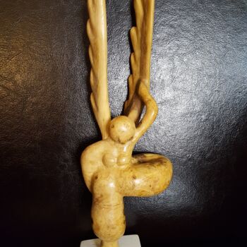 Sculpture titled "Flying woman" by Max Bernard, Original Artwork, Wood