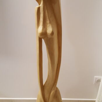 Sculpture titled "Ronde et anguleuse" by Max Bernard, Original Artwork, Wood