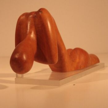 Sculptuur getiteld "Abattu - homme à te…" door Max Bernard, Origineel Kunstwerk, Hout