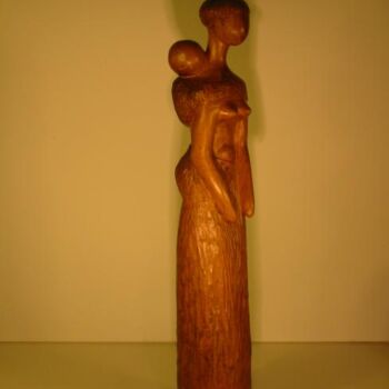 Skulptur mit dem Titel "Black mother" von Max Bernard, Original-Kunstwerk, Holz