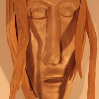 Sculpture intitulée "Jésus - rasta ?" par Max Bernard, Œuvre d'art originale, Bois