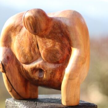 Sculpture titled "Sumo, inébranlable…" by Max Bernard, Original Artwork, Wood