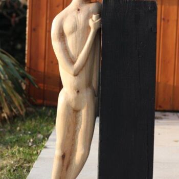 Скульптура под названием "Le p'tit verre" - Max Bernard, Подлинное произведение искусства, Дерево