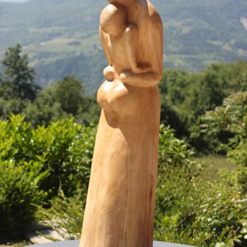 Sculpture intitulée "Couple si prés" par Max Bernard, Œuvre d'art originale, Bois