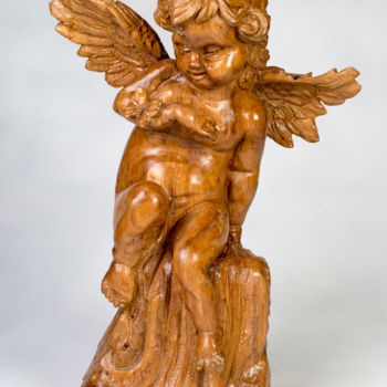 Sculpture intitulée "angelot en bois d'o…" par Maxda, Œuvre d'art originale, Bois