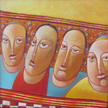 Peinture intitulée "Les quatres amis" par Max Cortial, Œuvre d'art originale, Acrylique