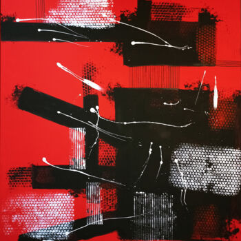 Malarstwo zatytułowany „Rojo #103” autorstwa Max Fülöp, Oryginalna praca, Akryl Zamontowany na Drewniana rama noszy