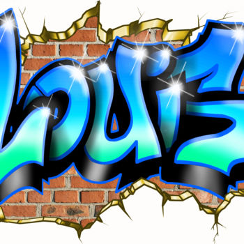 Drawing titled "Louis Graffiti Name" by Maxime Blachère, Original Artwork, Digital Painting