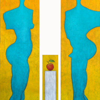 Картина под названием "Adam und Eva" - Max Leonhard, Подлинное произведение искусства, Пигменты