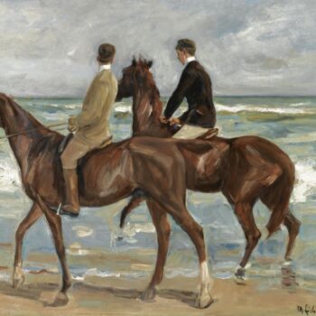 Peinture intitulée "Deux cavaliers sur…" par Max Liebermann, Œuvre d'art originale, Huile