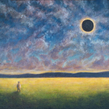 Painting titled "Eclipse" by Max Olkhovsky, Original Artwork, Oil Mounted on Wood Stretcher frame