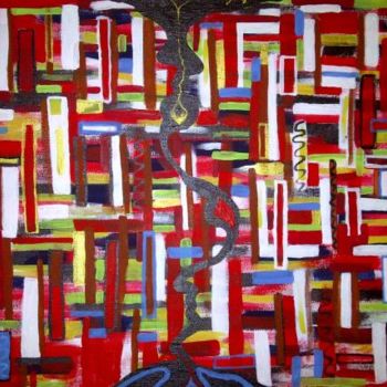 Painting titled "Red Inspiration 2" by Max Steppenwolf, Original Artwork, Oil