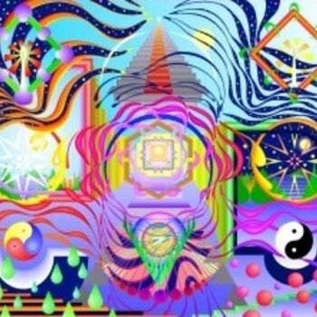 Peinture intitulée "Mandala for Gaîa 2" par Max D. Jacob, Œuvre d'art originale, Huile