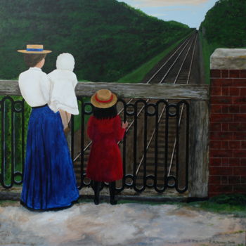 Painting titled "On Crookhill Bridge" by Robert Harris, Original Artwork, Oil