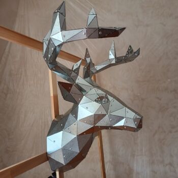 Skulptur mit dem Titel "Metal Deer Head" von Maxim Lezarev, Original-Kunstwerk, Metalle