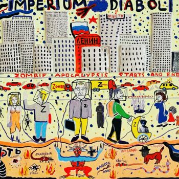 Schilderij getiteld "“Imperium diaboli”" door Maxim Pritula, Origineel Kunstwerk, Acryl