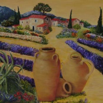 Painting titled "le sud" by Mamounette, Original Artwork, Oil