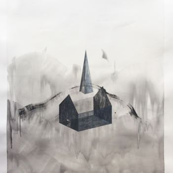 Painting titled "mary Church 001" by Maxime Crombez, Original Artwork, Gouache
