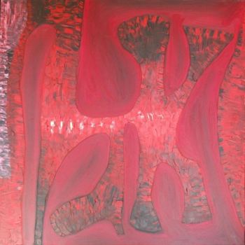 Schilderij getiteld "rouge8_100x100.jpg" door Maxime Haja, Origineel Kunstwerk