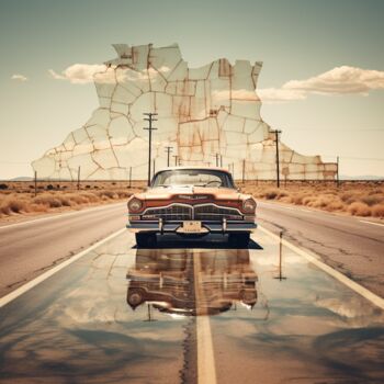 Arts numériques intitulée "Route 66 #3" par Maximilian Schopf (Vespamax), Œuvre d'art originale, Image générée par l'IA
