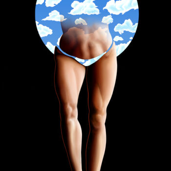 Digitale Kunst getiteld "Open sky" door Maximilien Brun, Origineel Kunstwerk, Digitaal Schilderwerk Gemonteerd op Frame voor…