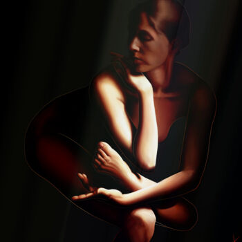 Arts numériques intitulée "Light on skin" par Maximilien Brun, Œuvre d'art originale, Peinture numérique Monté sur Châssis e…