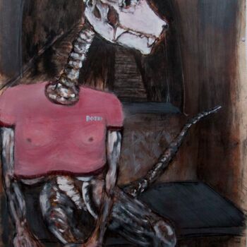 Painting titled "Le squelette dans l…" by Maximilien Dhumerelle (Max Dhum), Original Artwork, Acrylic